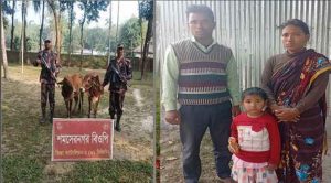 পাটগ্রামে অবৈধভাবে সীমান্ত পারাপারের সময় তিনজন বাংলাদেশী নাগরিক ও ভারতীয় গরু আটক